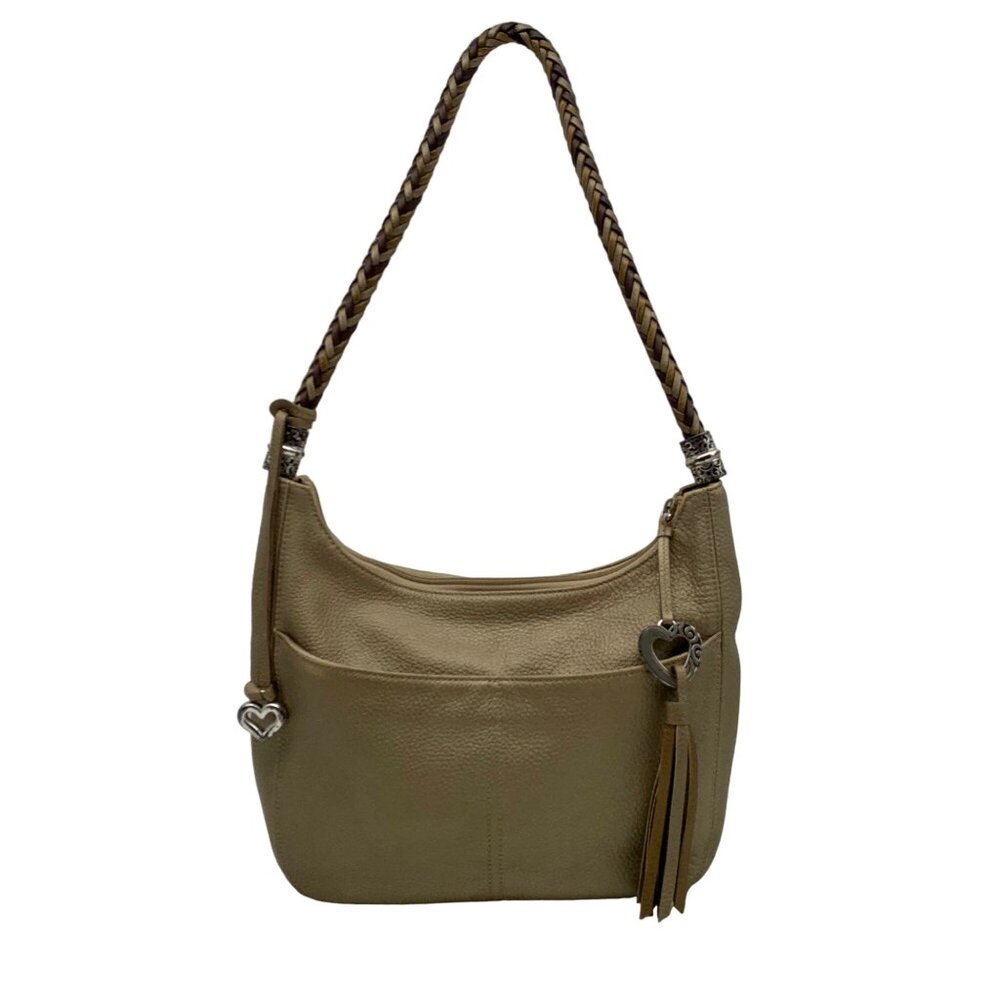 Brighton Barbados Zinc Pearl Pebbled Leather Hobo Bag
